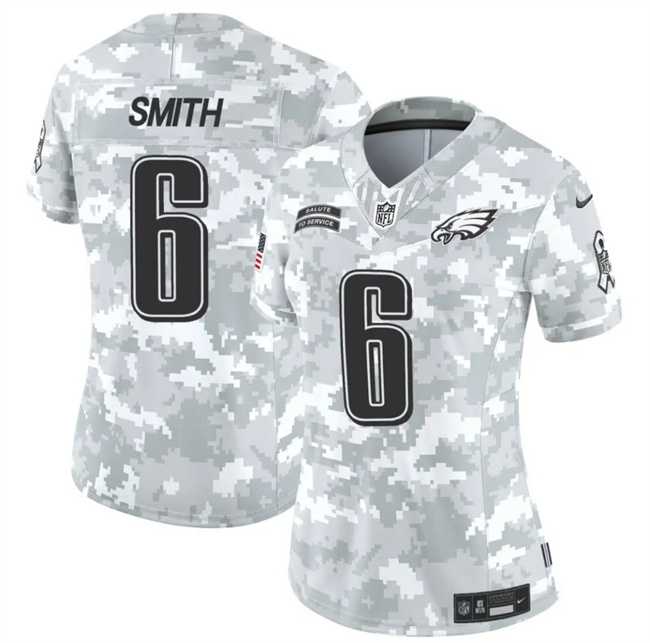 Womens Philadelphia Eagles #6 DeVonta Smith 2024 F.U.S.E Arctic Camo Salute To Service Limited Stitched Jersey Dzhi